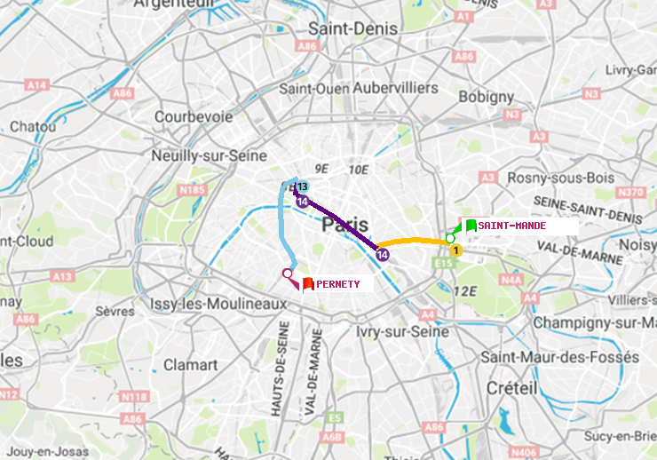 plan itinéraire ratp de Saint-Mandé à Pernety