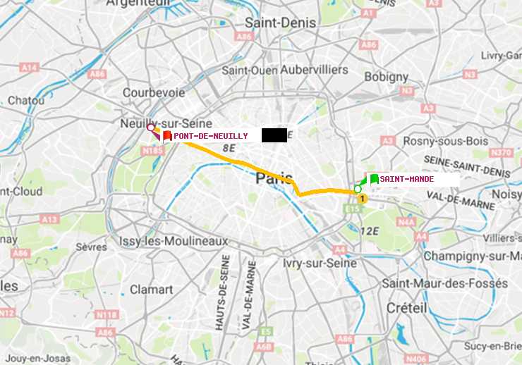 plan itinéraire ratp de Saint-Mandé à Pont de Neuilly