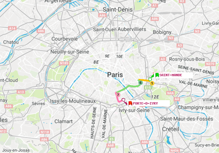 plan itinéraire ratp de Saint-Mandé à Porte d