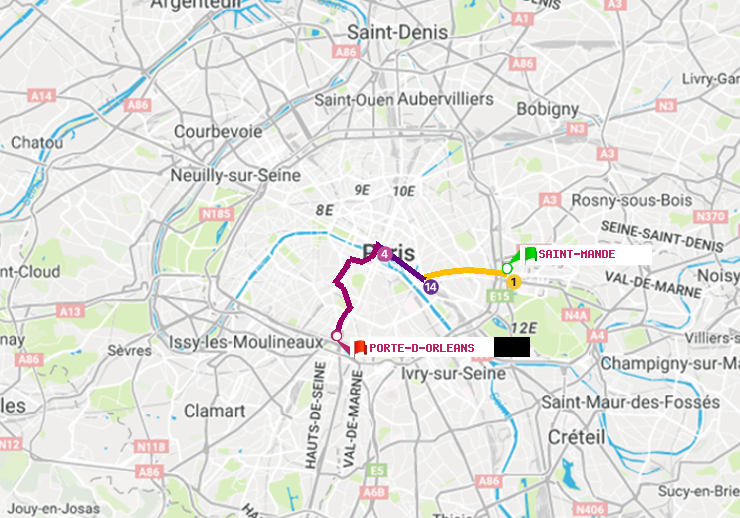 plan itinéraire ratp de Saint-Mandé à Porte d