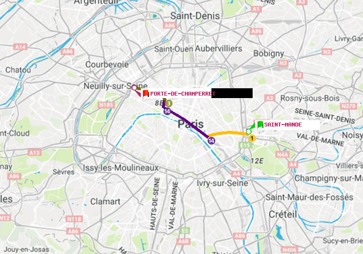 plan itinéraire ratp de Saint-Mandé à Porte de Champerret