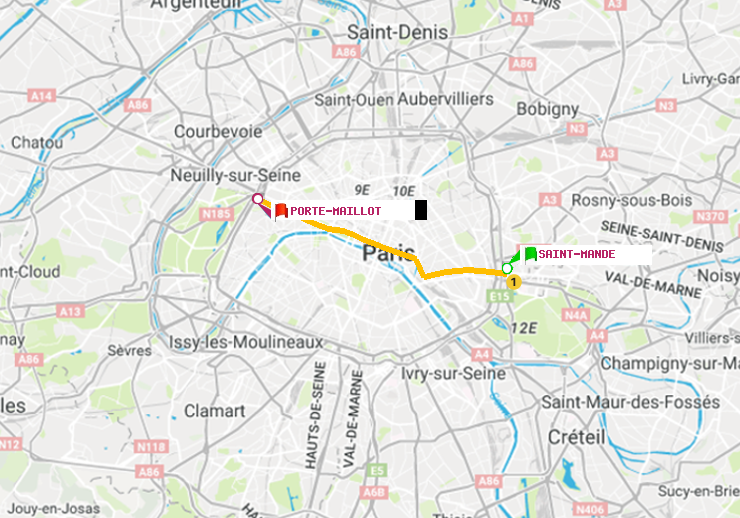 plan itinéraire ratp de Saint-Mandé à Porte Maillot