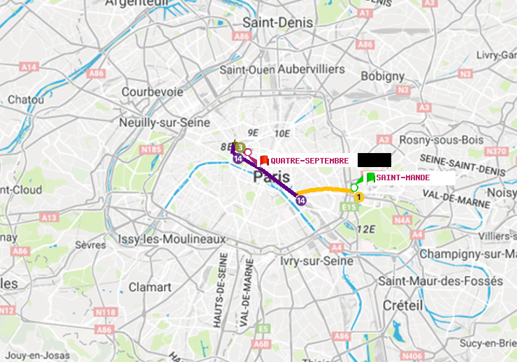plan itinéraire ratp de Saint-Mandé à Quatre Septembre