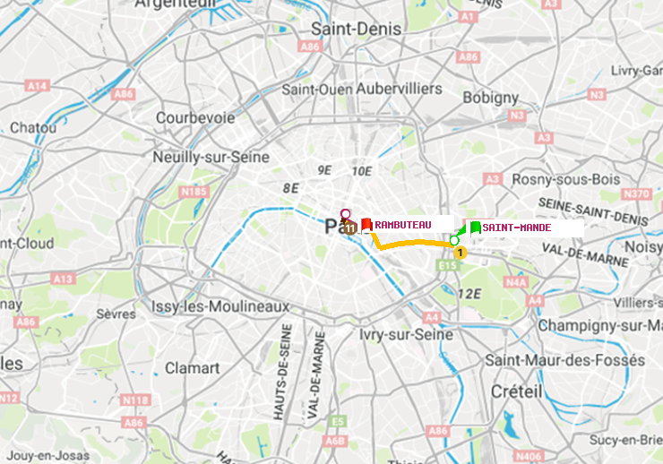 plan itinéraire ratp de Saint-Mandé à Rambuteau