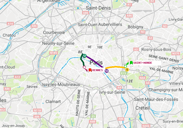 plan itinéraire ratp de Saint-Mandé à Rennes