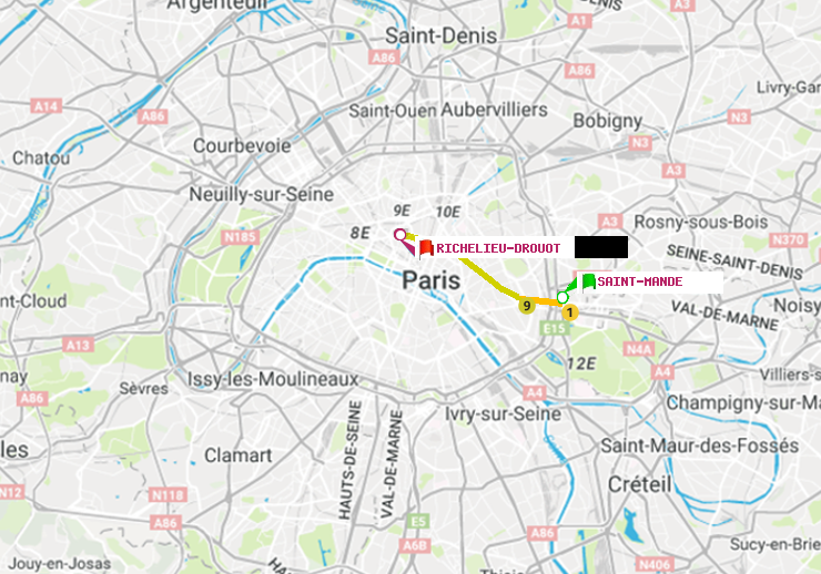 plan itinéraire ratp de Saint-Mandé à Richelieu-Drouot