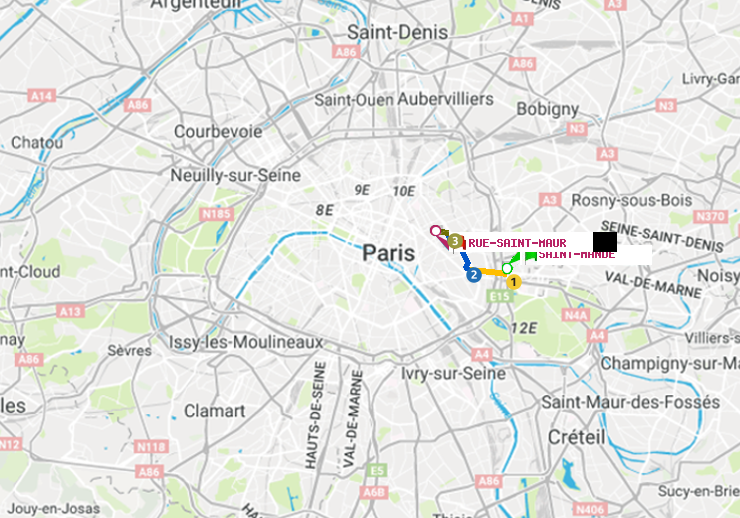 plan itinéraire ratp de Saint-Mandé à Rue Saint-Maur