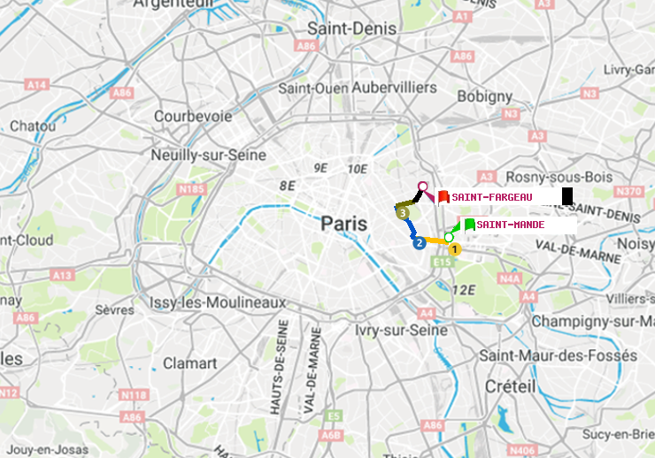 plan itinéraire ratp de Saint-Mandé à Saint-Fargeau