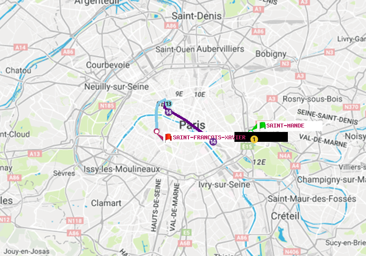 plan itinéraire ratp de Saint-Mandé à Saint-Francois-Xavier