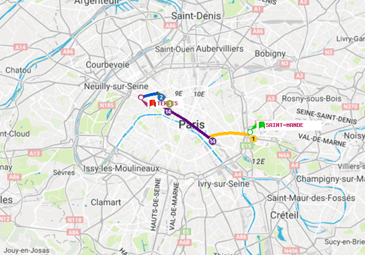 plan itinéraire ratp de Saint-Mandé à Ternes