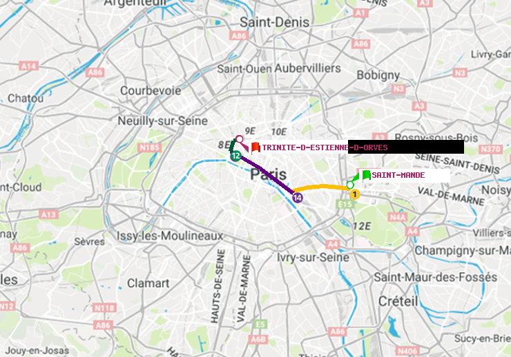 plan itinéraire ratp de Saint-Mandé à Trinité-d