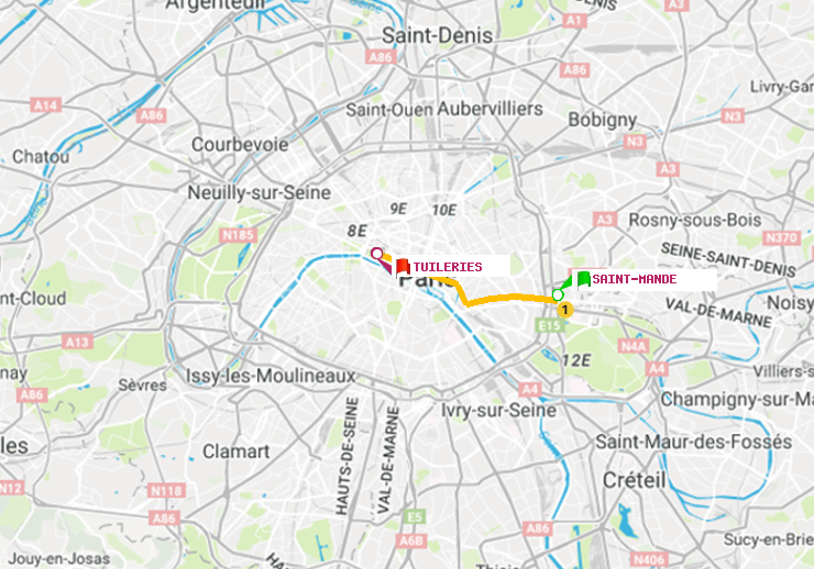 plan itinéraire ratp de Saint-Mandé à Tuileries