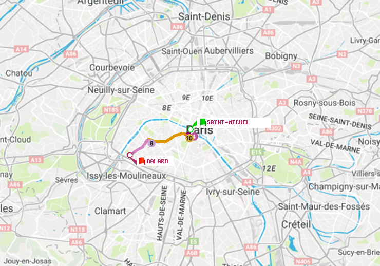 plan itinéraire ratp de Saint-Michel à Balard