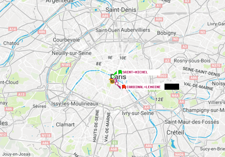 plan itinéraire ratp de Saint-Michel à Cardinal-Lemoine