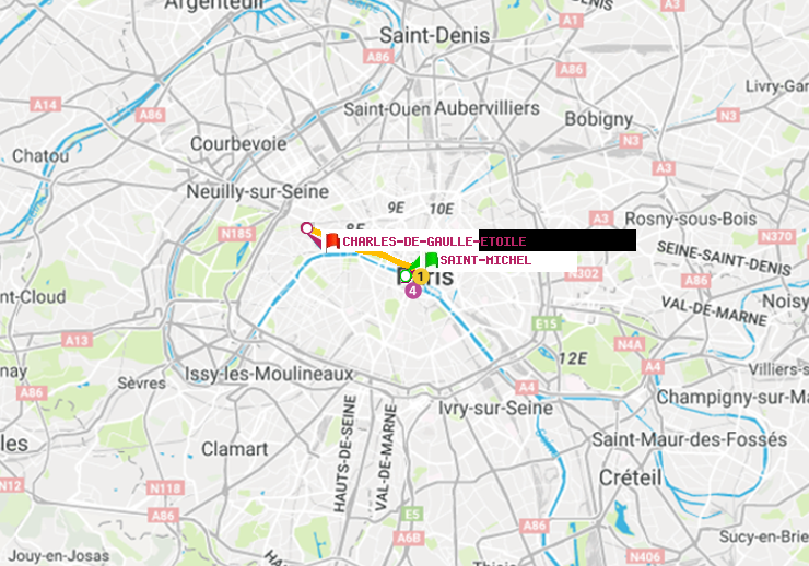 plan itinéraire ratp de Saint-Michel à Charles de Gaulle-Etoile