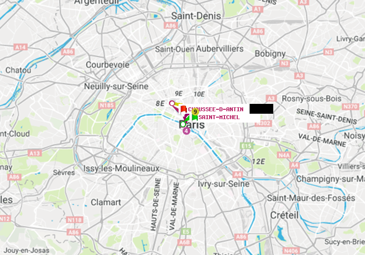 plan itinéraire ratp de Saint-Michel à Chaussée d
