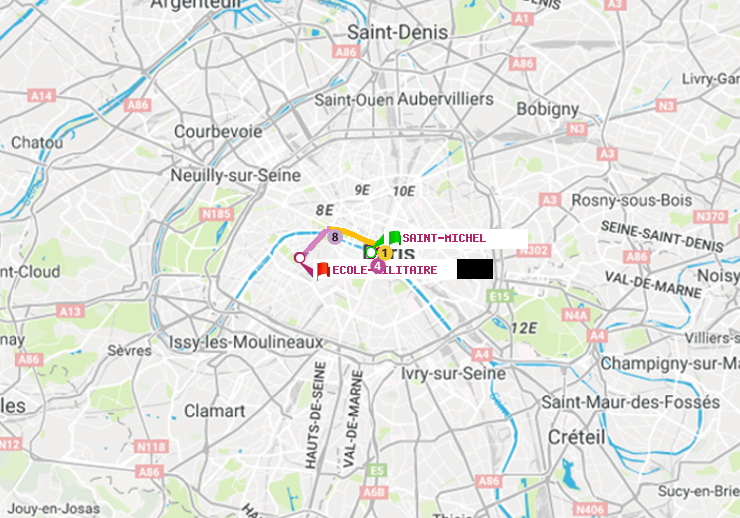 plan itinéraire ratp de Saint-Michel à Ecole Militaire