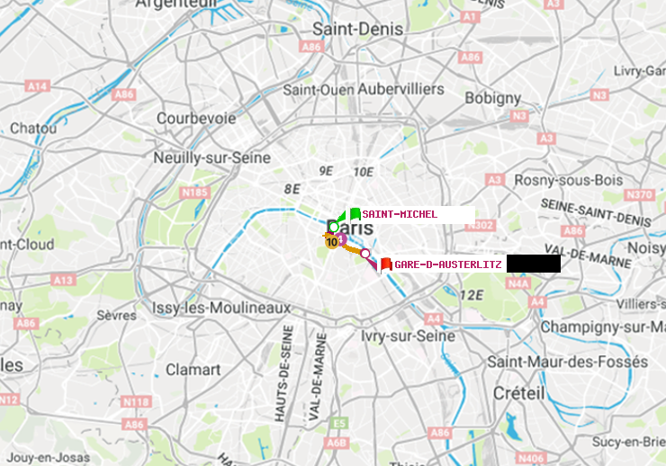 plan itinéraire ratp de Saint-Michel à Gare d