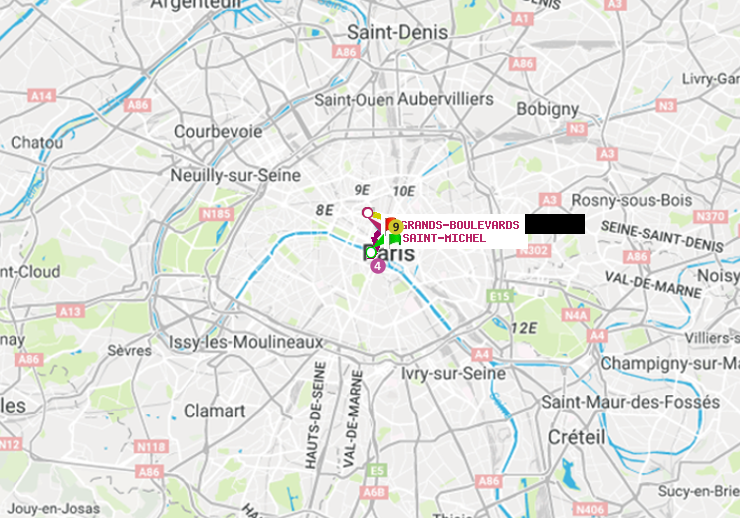 plan itinéraire ratp de Saint-Michel à Grands Boulevards