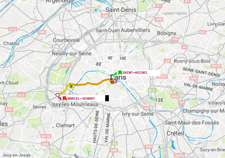 plan itinéraire ratp de Saint-Michel à Marcel Sembat