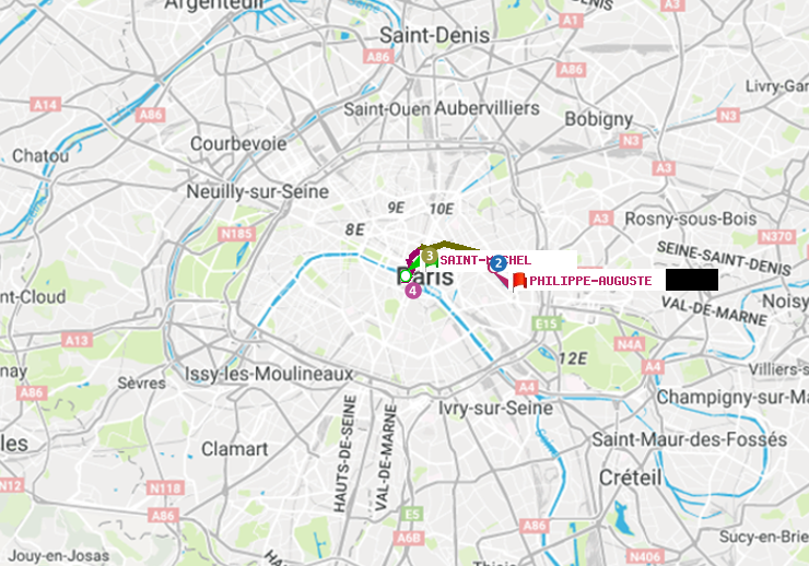 plan itinéraire ratp de Saint-Michel à Philippe Auguste
