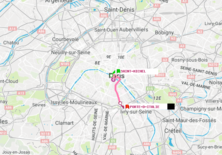 plan itinéraire ratp de Saint-Michel à Porte d
