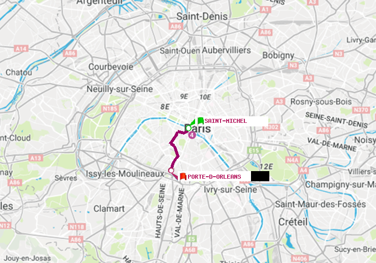 plan itinéraire ratp de Saint-Michel à Porte d