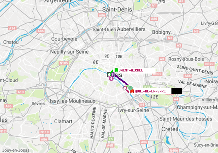 plan itinéraire ratp de Saint-Michel à Quai de la Gare