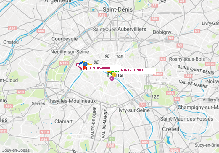 plan itinéraire ratp de Saint-Michel à Victor Hugo