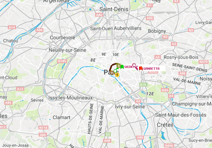 plan itinéraire ratp de Saint-Paul (Le Marais) à Gambetta