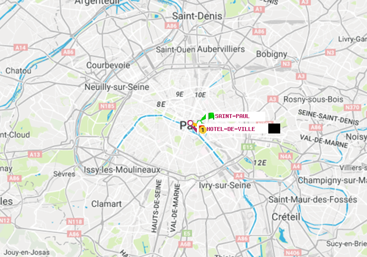 plan itinéraire ratp de Saint-Paul (Le Marais) à Hôtel de Ville