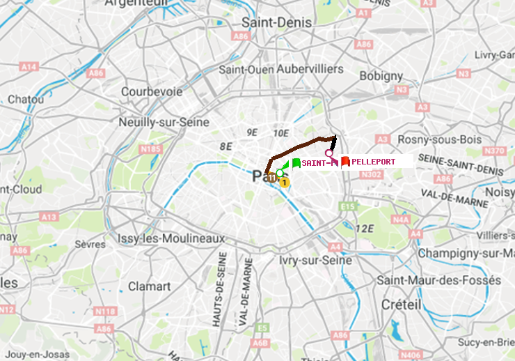 plan itinéraire ratp de Saint-Paul (Le Marais) à Pelleport