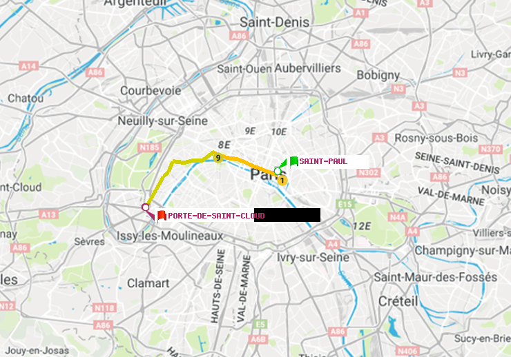 plan itinéraire ratp de Saint-Paul (Le Marais) à Porte de Saint-Cloud