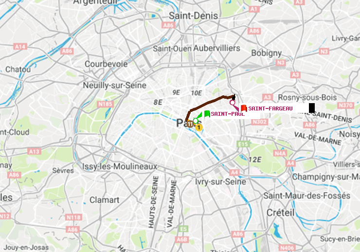 plan itinéraire ratp de Saint-Paul (Le Marais) à Saint-Fargeau