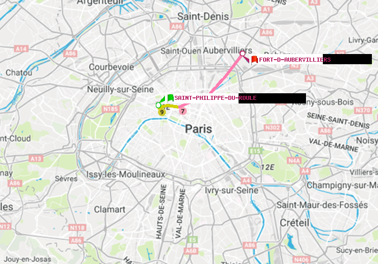 plan itinéraire ratp de Saint-Philippe du Roule à Fort d