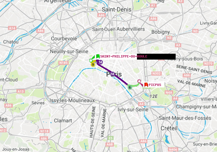 plan itinéraire ratp de Saint-Philippe du Roule à Picpus