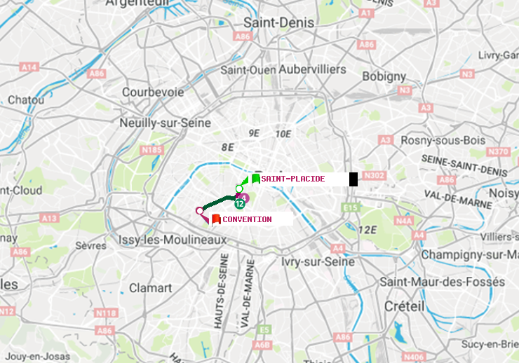 plan itinéraire ratp de Saint-Placide à Convention