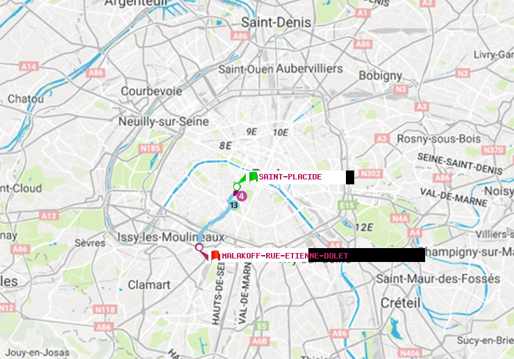 plan itinéraire ratp de Saint-Placide à Malakoff-Rue Etienne Dolet