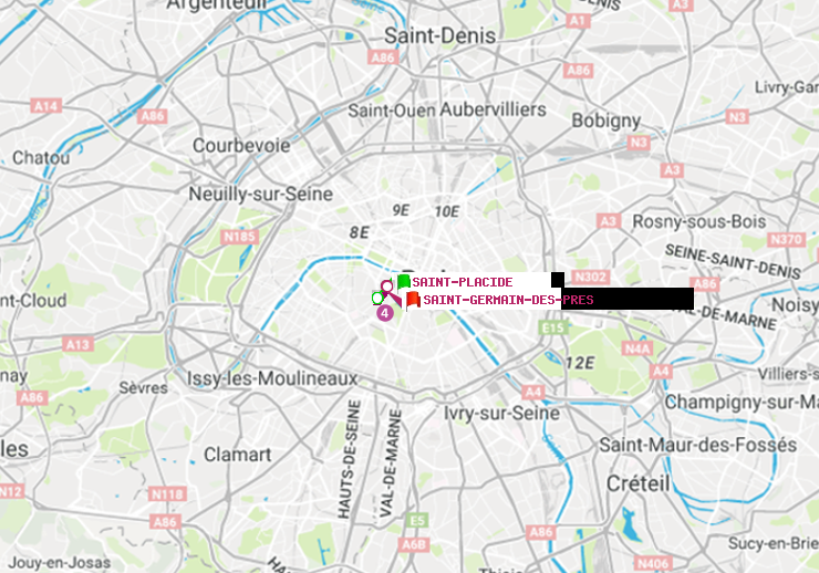 plan itinéraire ratp de Saint-Placide à Saint-Germain des Prés