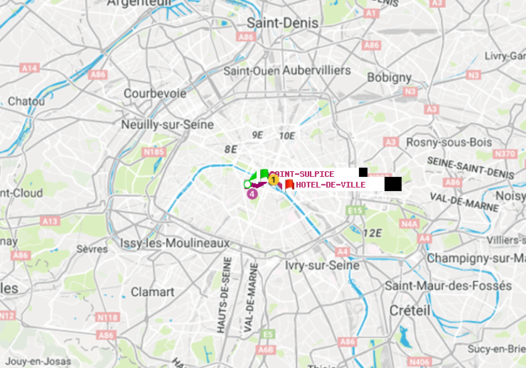 plan itinéraire ratp de Saint-Sulpice à Hôtel de Ville