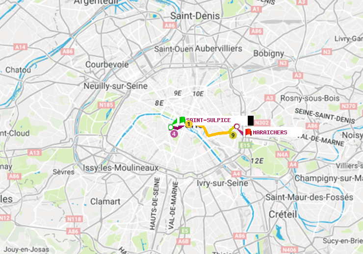 plan itinéraire ratp de Saint-Sulpice à Maraichers