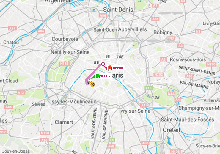 plan itinéraire ratp de Ségur à Opéra