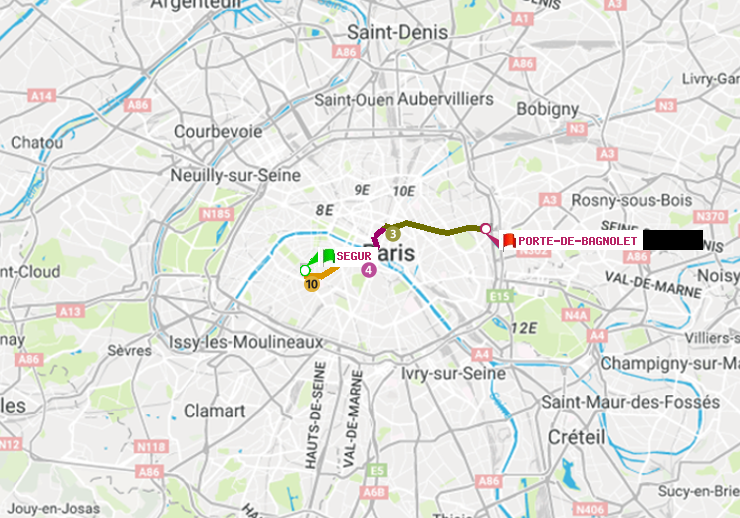 plan itinéraire ratp de Ségur à Porte de Bagnolet