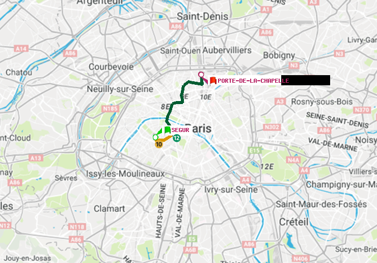plan itinéraire ratp de Ségur à Porte de la Chapelle