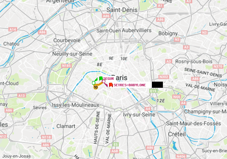 plan itinéraire ratp de Ségur à Sèvres-Babylone