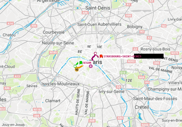 plan itinéraire ratp de Ségur à Strasbourg-Saint-Denis