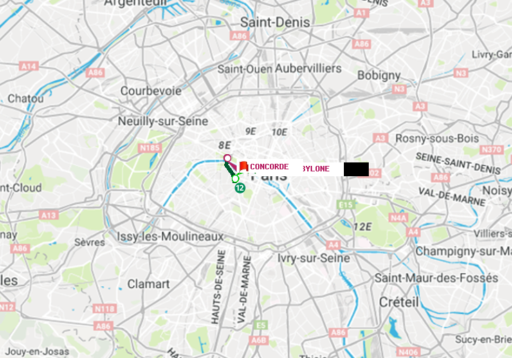 plan itinéraire ratp de Sèvres-Babylone à Concorde