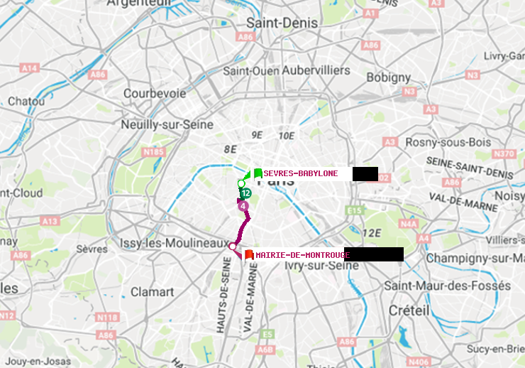 plan itinéraire ratp de Sèvres-Babylone à Mairie de Montrouge