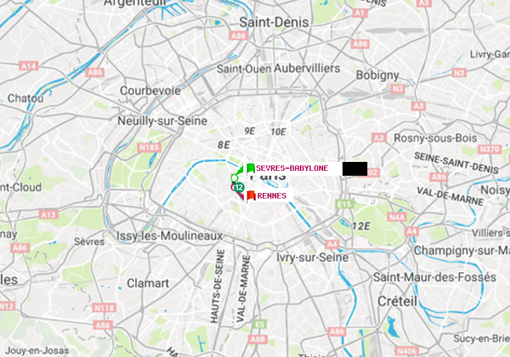 plan itinéraire ratp de Sèvres-Babylone à Rennes