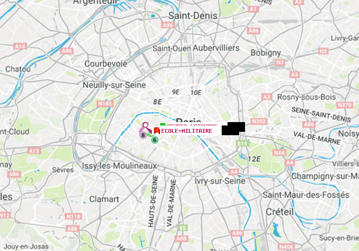 plan itinéraire ratp de Sèvres-Lecourbe à Ecole Militaire